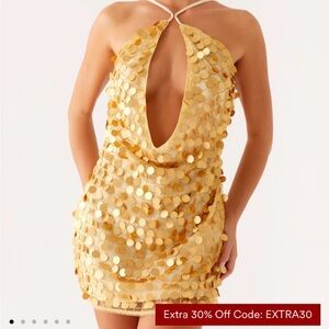 Peppermayo Gold Sequin Mini Dress